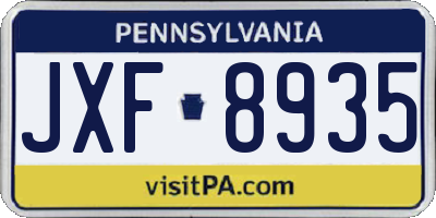 PA license plate JXF8935