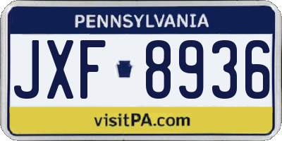 PA license plate JXF8936