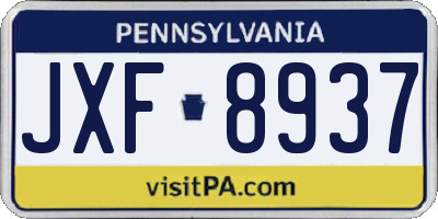 PA license plate JXF8937