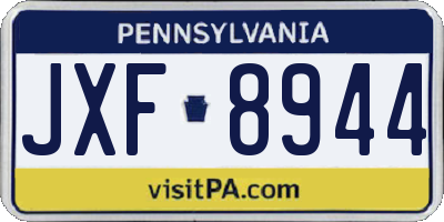 PA license plate JXF8944