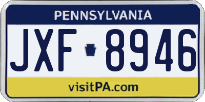 PA license plate JXF8946