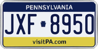 PA license plate JXF8950