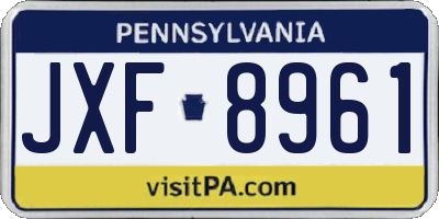 PA license plate JXF8961