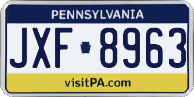 PA license plate JXF8963