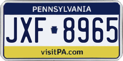 PA license plate JXF8965