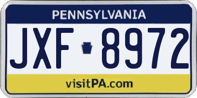PA license plate JXF8972