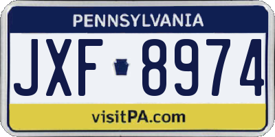 PA license plate JXF8974
