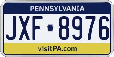 PA license plate JXF8976