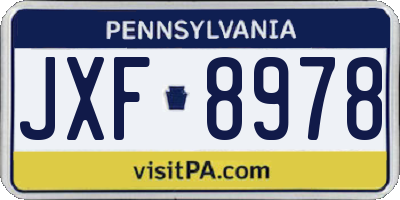 PA license plate JXF8978