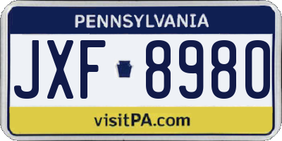 PA license plate JXF8980