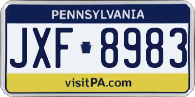 PA license plate JXF8983