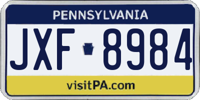 PA license plate JXF8984