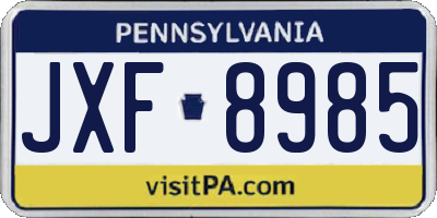 PA license plate JXF8985