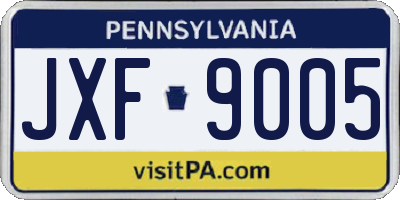 PA license plate JXF9005