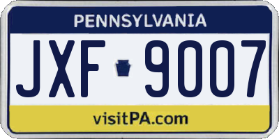 PA license plate JXF9007