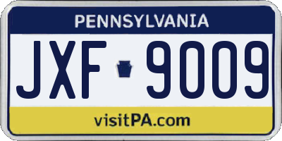 PA license plate JXF9009
