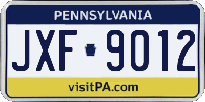PA license plate JXF9012