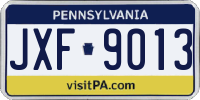 PA license plate JXF9013