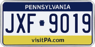 PA license plate JXF9019
