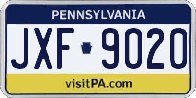 PA license plate JXF9020