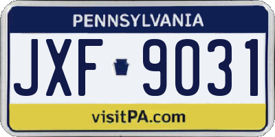 PA license plate JXF9031