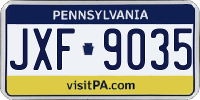 PA license plate JXF9035