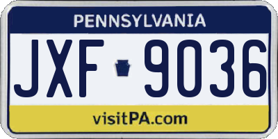 PA license plate JXF9036