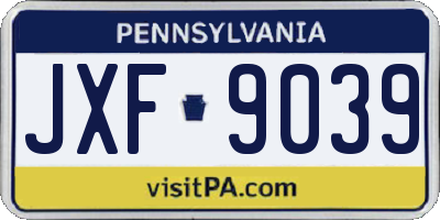 PA license plate JXF9039