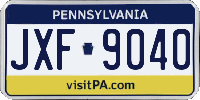 PA license plate JXF9040