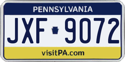 PA license plate JXF9072