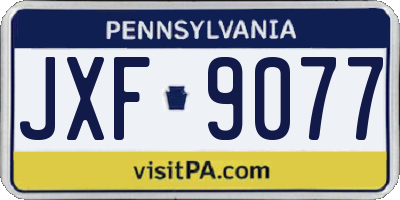 PA license plate JXF9077