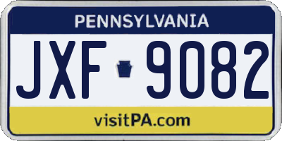 PA license plate JXF9082