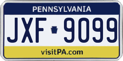 PA license plate JXF9099