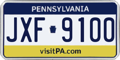PA license plate JXF9100