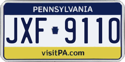 PA license plate JXF9110