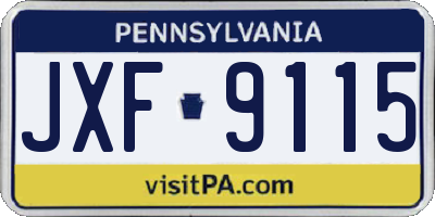 PA license plate JXF9115
