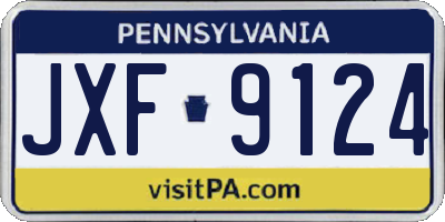 PA license plate JXF9124