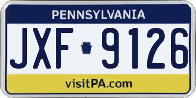 PA license plate JXF9126