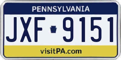 PA license plate JXF9151