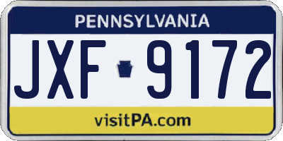 PA license plate JXF9172