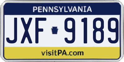 PA license plate JXF9189