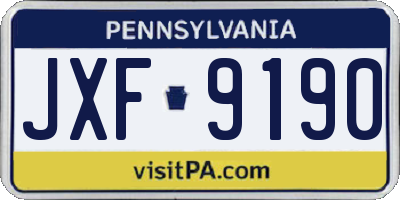 PA license plate JXF9190