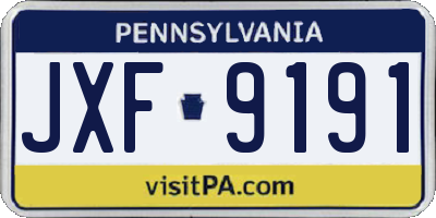 PA license plate JXF9191