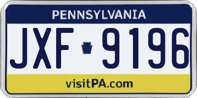 PA license plate JXF9196