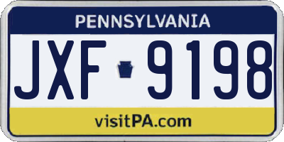 PA license plate JXF9198