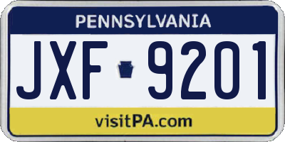 PA license plate JXF9201