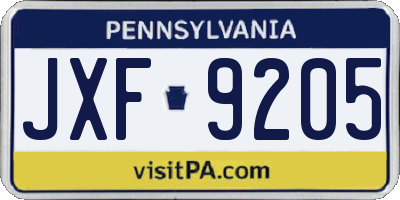 PA license plate JXF9205