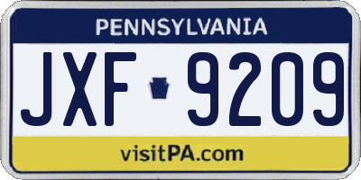 PA license plate JXF9209