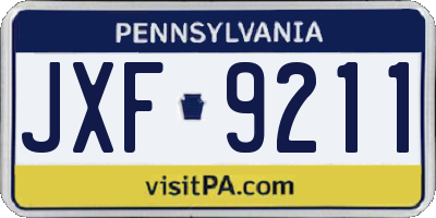 PA license plate JXF9211