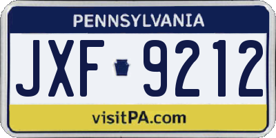 PA license plate JXF9212
